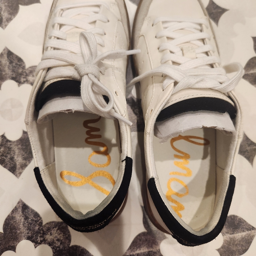 Sam Edelman Like New Josi White & Brown Leather Sneakers Size 7.5 - Picture 8 of 12